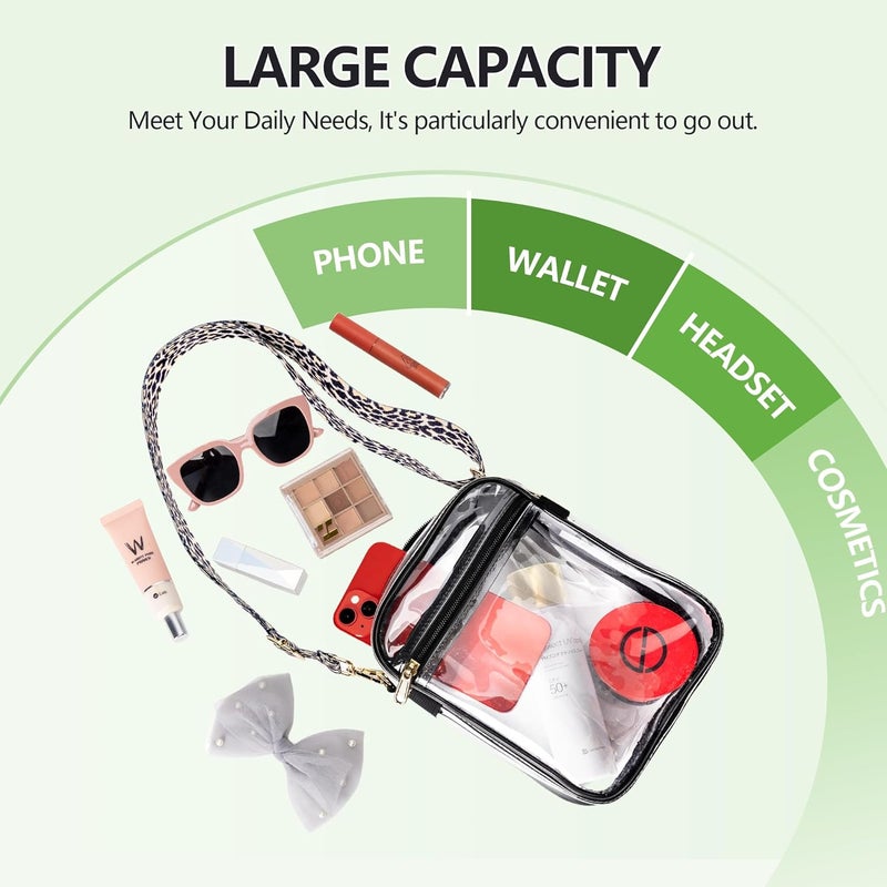 MAYTREE Clear Purse Stadium Approved with Adjustable Strap, 8.5”x6.8”x3” Clear Bag for Stadium Events, Concerts, Work - Image 3
